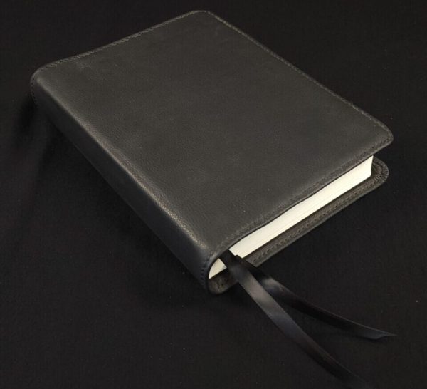 Black cowhide leather Single Column Journaling Bible with two ribbons - Image 8