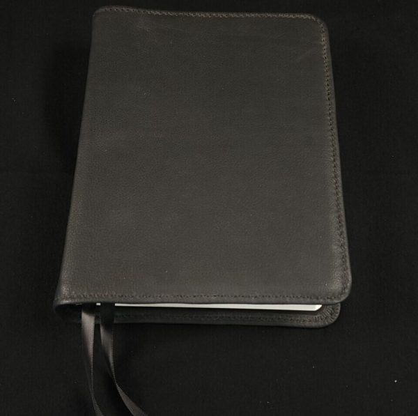 Black cowhide leather Single Column Journaling Bible with two ribbons - Image 7