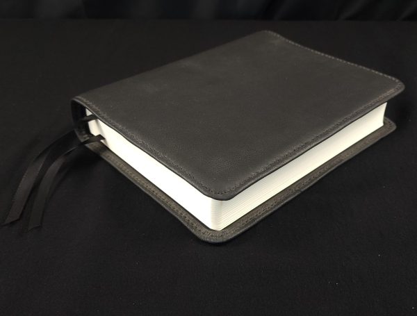 Black cowhide leather Single Column Journaling Bible with two ribbons - Image 6