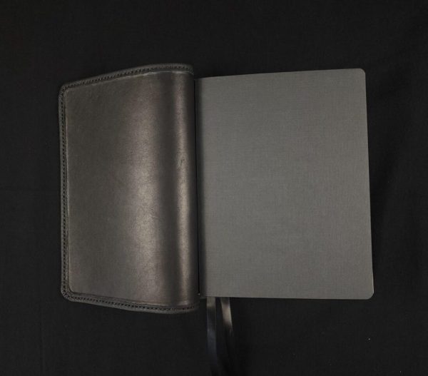 Black cowhide leather Single Column Journaling Bible with two ribbons - Image 5