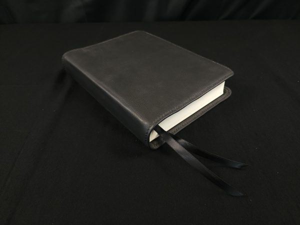 Black cowhide leather Single Column Journaling Bible with two ribbons