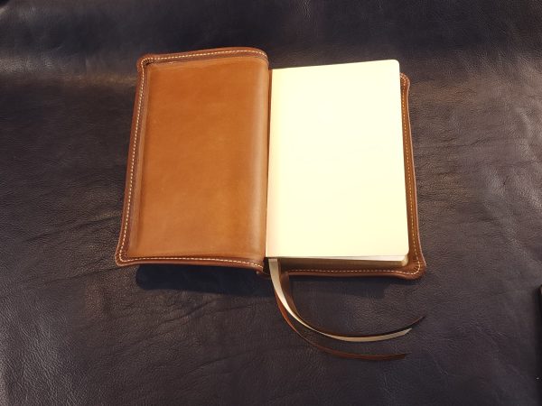 Personal Size Large Print Bible in brown Nappa sheepskin with light tan perimeter stitching and three ribbons - Image 4