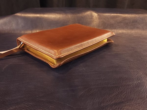 Personal Size Large Print Bible in brown Nappa sheepskin with light tan perimeter stitching and three ribbons - Image 6