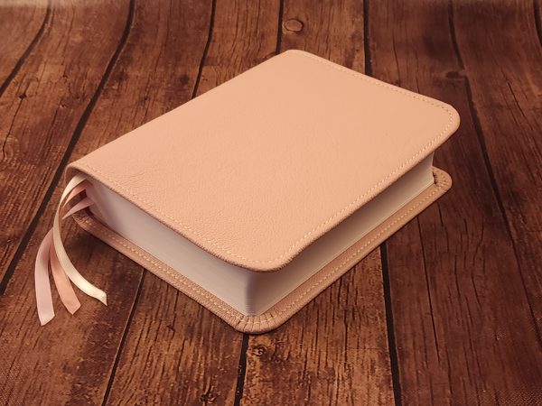 LIMITED EDITION Dusty Pink Sheepskin Journal the Word Bible with Ivory Stitching and Three Ribbons - Image 3