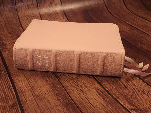 LIMITED EDITION Dusty Pink Sheepskin Journal the Word Bible with Ivory Stitching and Three Ribbons - Image 6