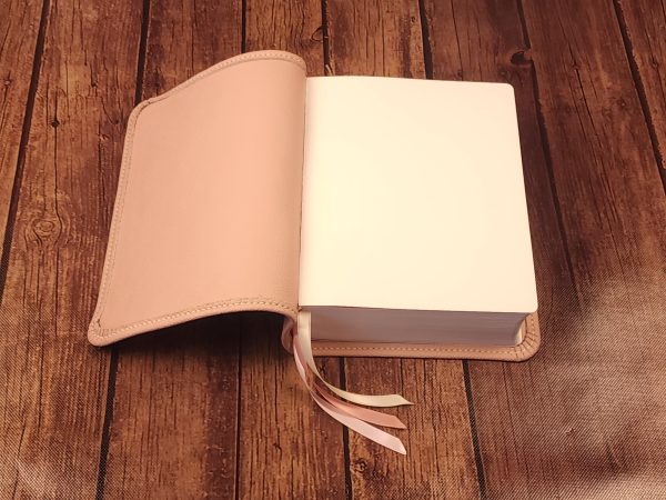 LIMITED EDITION Dusty Pink Sheepskin Journal the Word Bible with Ivory Stitching and Three Ribbons - Image 7