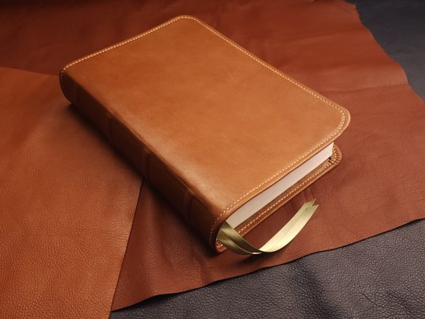 Brown Sheepskin Leather Interleaved Bible, Journaling Edition with Tan Stitching and Two Ribbons - Image 8
