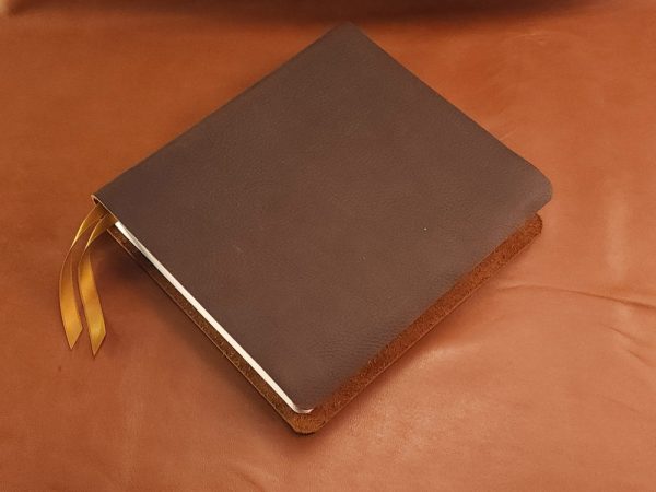Chocolate brown cowhide Interleaved Bible, Journaling Edition with two ribbons in a rugged leather style - Image 10