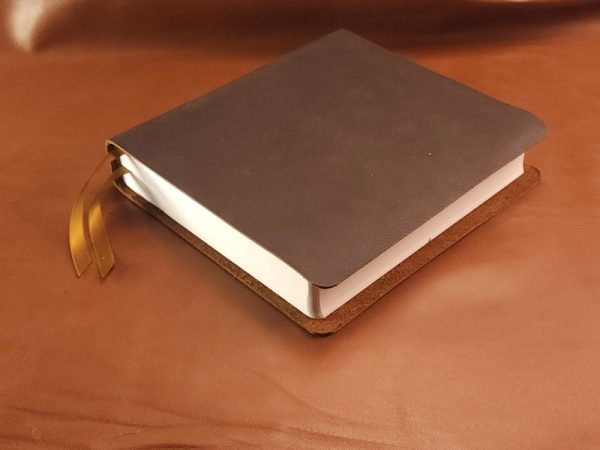Chocolate brown cowhide Interleaved Bible, Journaling Edition with two ribbons in a rugged leather style - Image 9