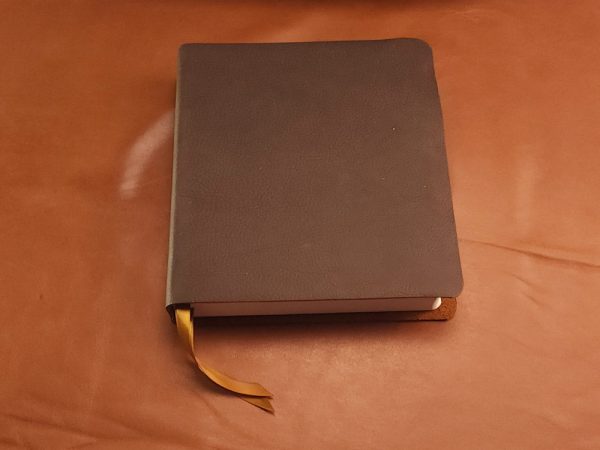 Chocolate brown cowhide Interleaved Bible, Journaling Edition with two ribbons in a rugged leather style - Image 8