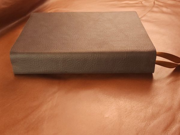 Chocolate brown cowhide Interleaved Bible, Journaling Edition with two ribbons in a rugged leather style - Image 6
