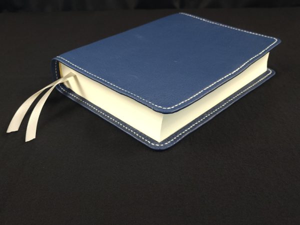 Blue cowhide leather Beautiful Word Bible with silver perimeter stitch and two silver ribbons - Image 9