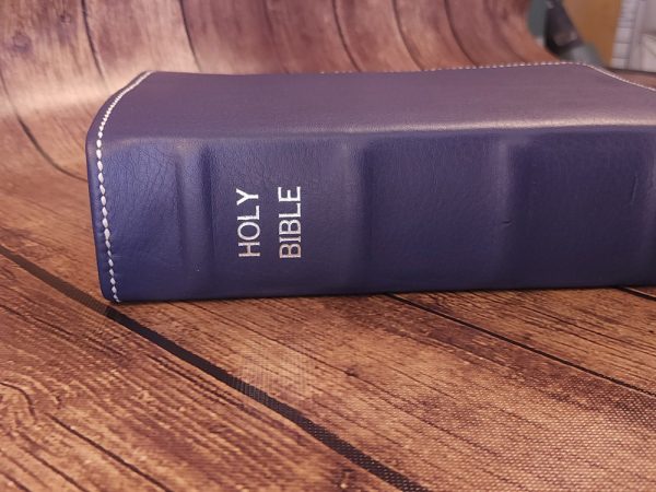 Blue cowhide leather Beautiful Word Bible with silver perimeter stitch and two silver ribbons - Image 3