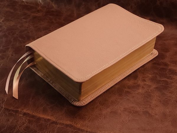 LIMITED EDITION Dusty Pink Sheepskin Journal the Word Bible with Ivory Stitching and Three Ribbons - Image 10