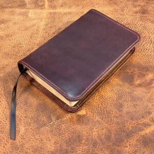 ESV Study Bible in burgundy shell cordovan leather with pebbled black goatskin liner - Cordovan Reserve by Schaeffner Co